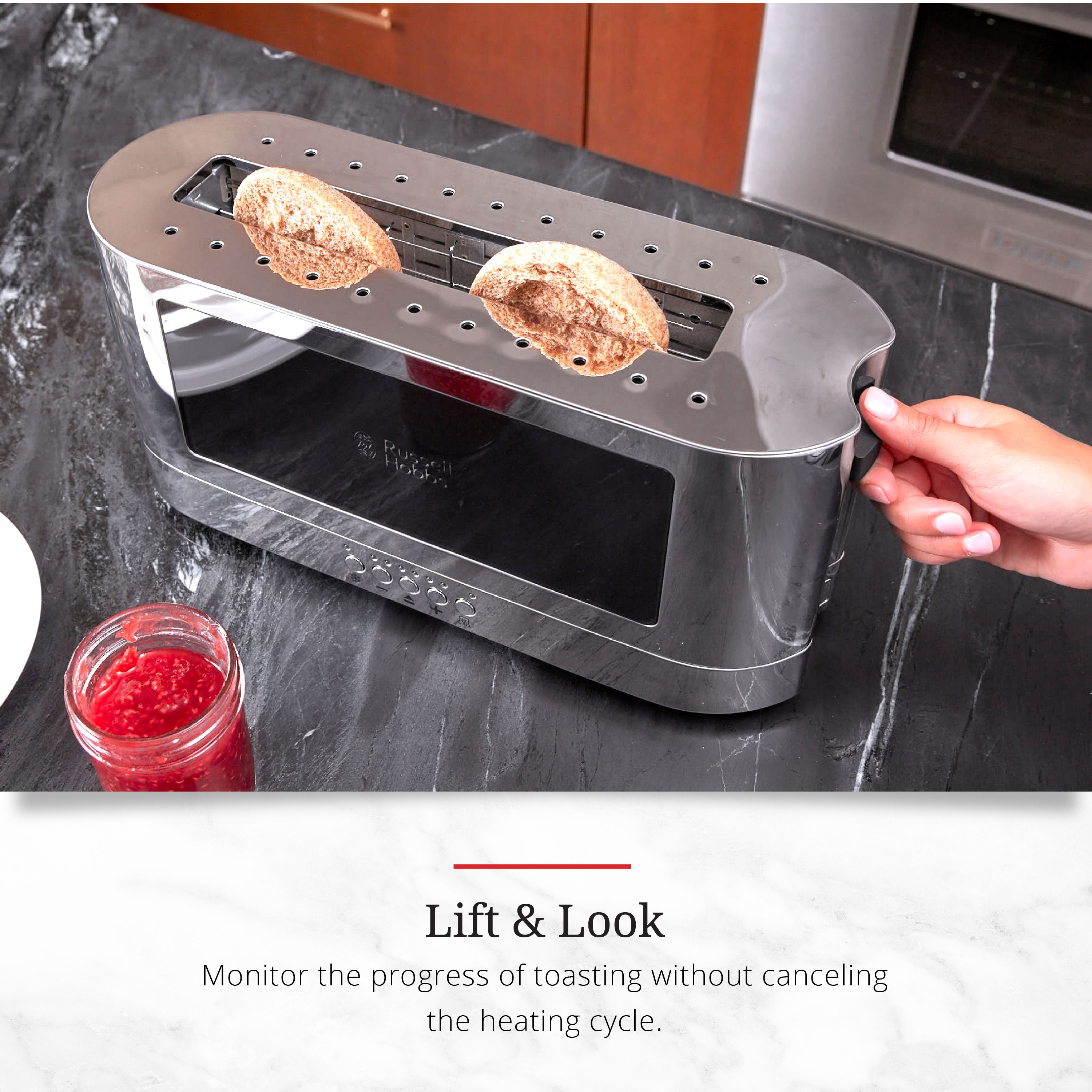 Russell hobbs black glass toaster hot sale